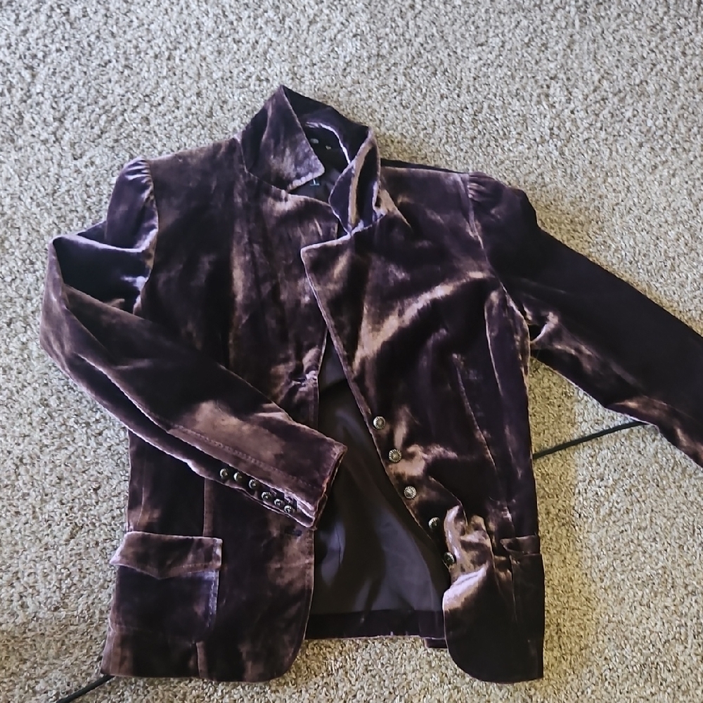 Tahari Deep Brown Velvet Blazer